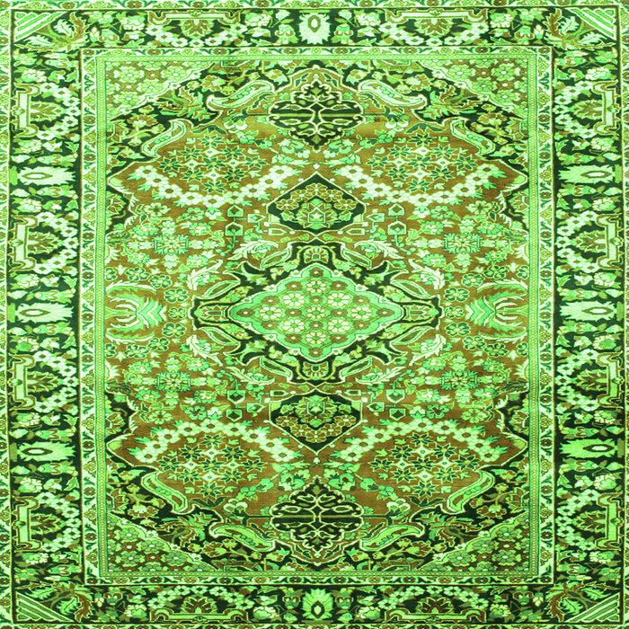 Round Machine Washable Persian Green Traditional Area Rugs, wshtr187grn