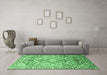 Machine Washable Persian Emerald Green Traditional Area Rugs in a Living Room,, wshtr187emgrn