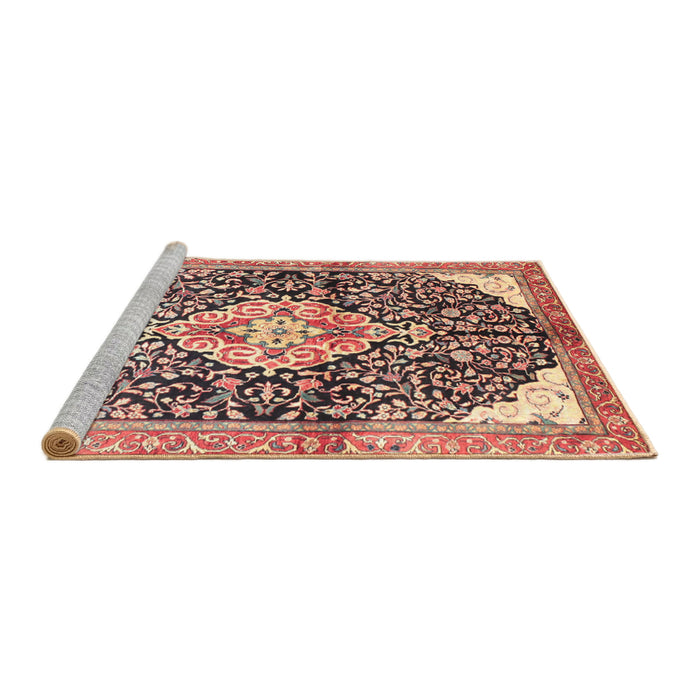 Sideview of Machine Washable Traditional Brown Red Rug, wshtr188