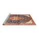 Sideview of Machine Washable Traditional Brown Red Rug, wshtr188