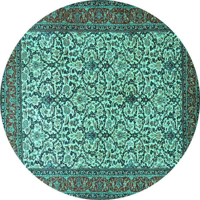 Round Persian Turquoise Traditional Rug, tr1880turq