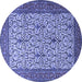 Round Machine Washable Persian Blue Traditional Rug, wshtr1880blu