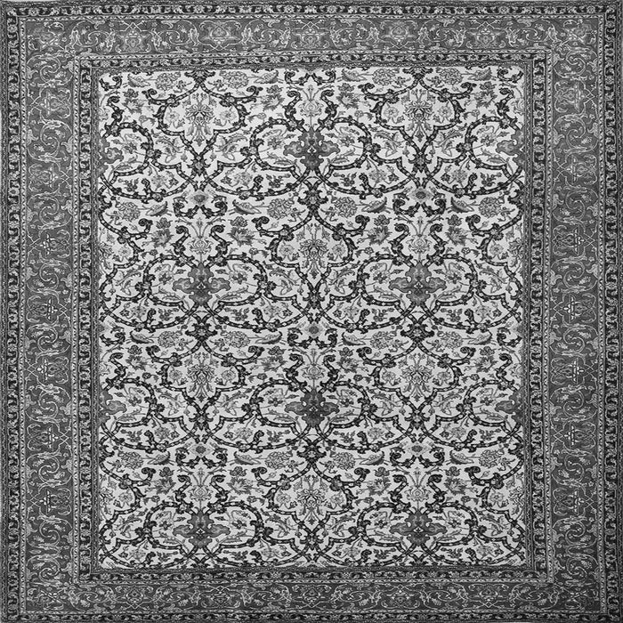 Round Machine Washable Persian Gray Traditional Rug, wshtr1880gry