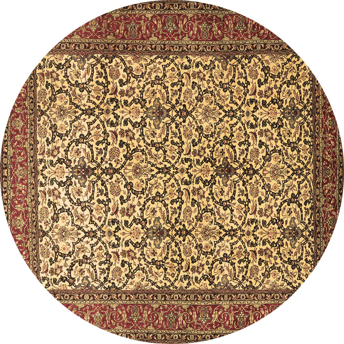 Round Machine Washable Persian Brown Traditional Rug, wshtr1880brn