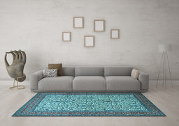Machine Washable Persian Light Blue Traditional Rug in a Living Room, wshtr1880lblu