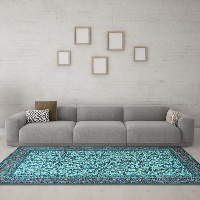 Machine Washable Persian Light Blue Traditional Rug in a Living Room, wshtr1880lblu