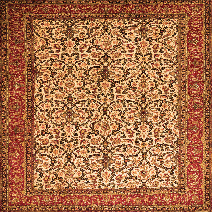 Round Machine Washable Persian Orange Traditional Area Rugs, wshtr1880org