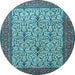 Round Machine Washable Persian Light Blue Traditional Rug, wshtr1880lblu