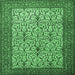 Square Machine Washable Persian Emerald Green Traditional Area Rugs, wshtr1880emgrn