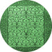 Round Machine Washable Persian Emerald Green Traditional Area Rugs, wshtr1880emgrn