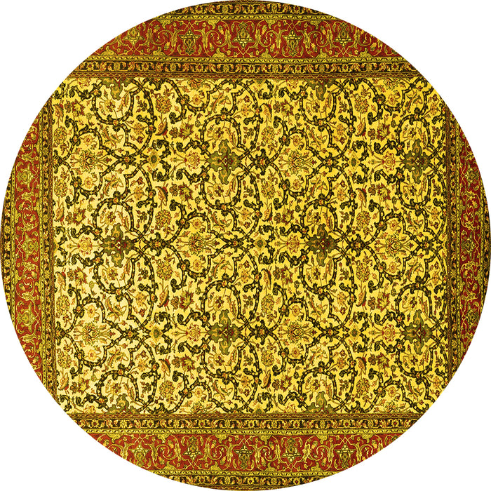 Round Persian Yellow Traditional Rug, tr1880yw