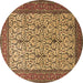 Round Persian Brown Traditional Rug, tr1880brn