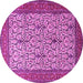 Round Machine Washable Persian Pink Traditional Rug, wshtr1880pnk