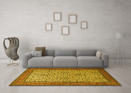 Machine Washable Persian Yellow Traditional Rug in a Living Room, wshtr1880yw
