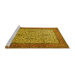 Sideview of Machine Washable Persian Yellow Traditional Rug, wshtr1880yw