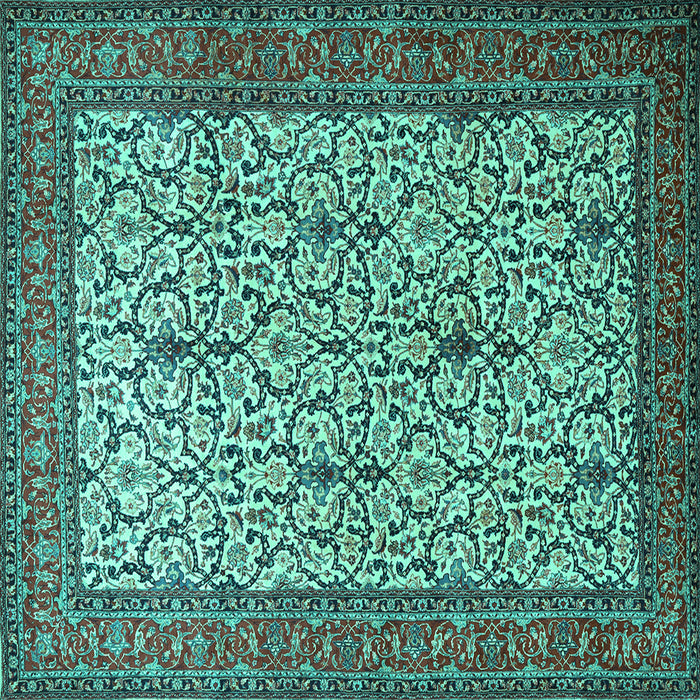 Square Persian Turquoise Traditional Rug, tr1880turq