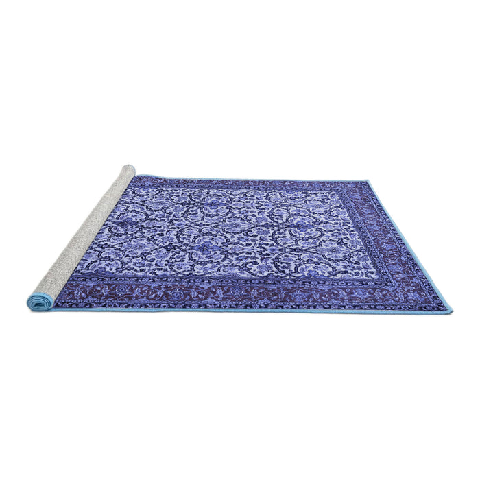 Sideview of Machine Washable Persian Blue Traditional Rug, wshtr1880blu