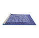 Sideview of Machine Washable Persian Blue Traditional Rug, wshtr1880blu