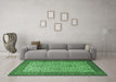 Machine Washable Persian Emerald Green Traditional Area Rugs in a Living Room,, wshtr1880emgrn