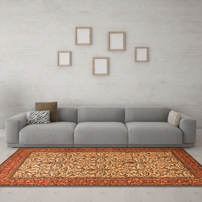 Machine Washable Persian Orange Traditional Area Rugs in a Living Room, wshtr1880org