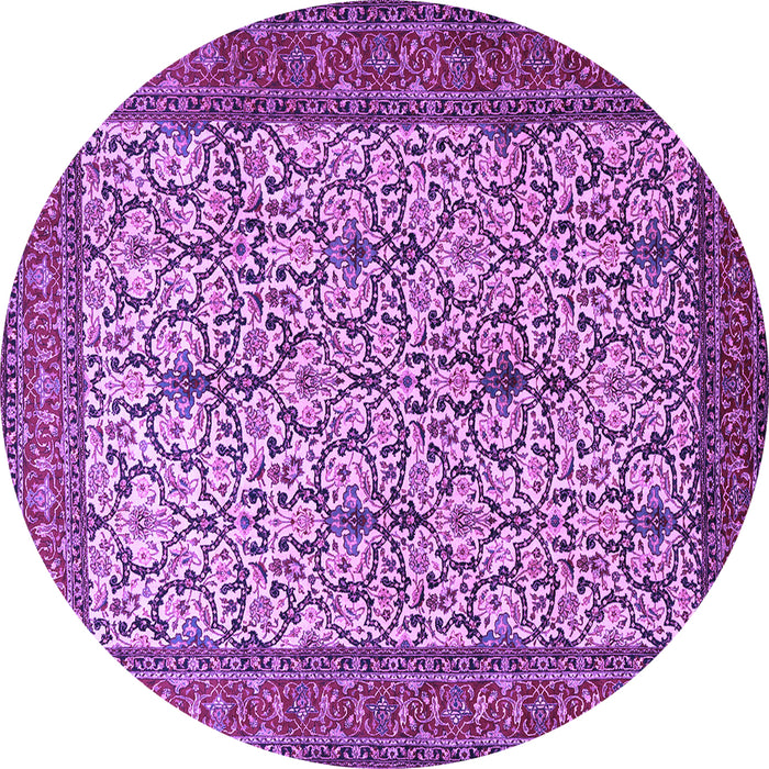 Round Machine Washable Persian Purple Traditional Area Rugs, wshtr1880pur