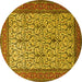 Round Machine Washable Persian Yellow Traditional Rug, wshtr1880yw