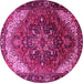 Round Persian Pink Traditional Rug, tr1881pnk