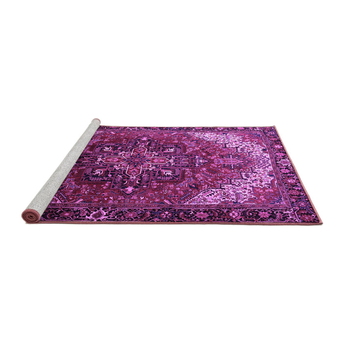 Sideview of Machine Washable Persian Purple Traditional Area Rugs, wshtr1881pur