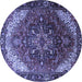 Round Machine Washable Persian Blue Traditional Rug, wshtr1881blu