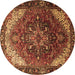 Round Persian Brown Traditional Rug, tr1881brn