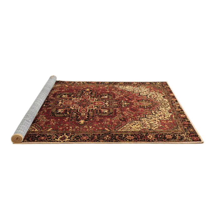Sideview of Machine Washable Persian Brown Traditional Rug, wshtr1881brn