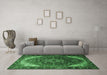 Machine Washable Persian Emerald Green Traditional Area Rugs in a Living Room,, wshtr1881emgrn