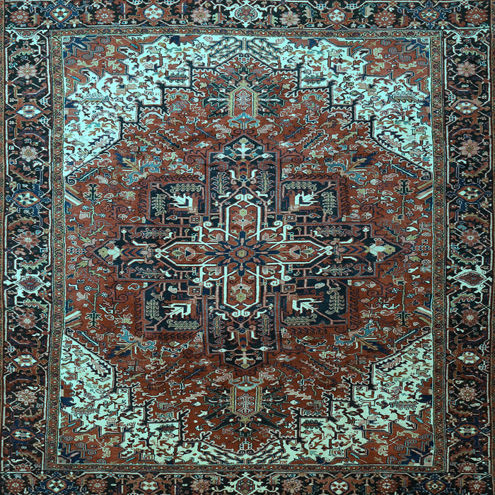 Square Machine Washable Persian Light Blue Traditional Rug, wshtr1881lblu