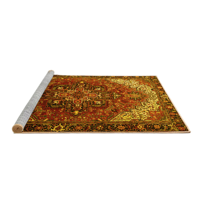 Sideview of Machine Washable Persian Yellow Traditional Rug, wshtr1881yw