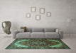 Machine Washable Persian Turquoise Traditional Area Rugs in a Living Room,, wshtr1881turq