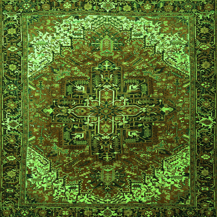 Round Machine Washable Persian Green Traditional Area Rugs, wshtr1881grn