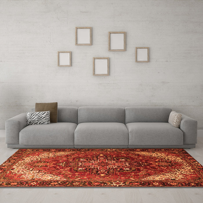 Machine Washable Persian Orange Traditional Area Rugs in a Living Room, wshtr1881org