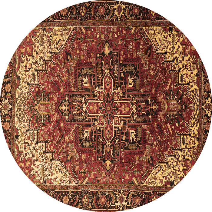 Round Machine Washable Persian Brown Traditional Rug, wshtr1881brn