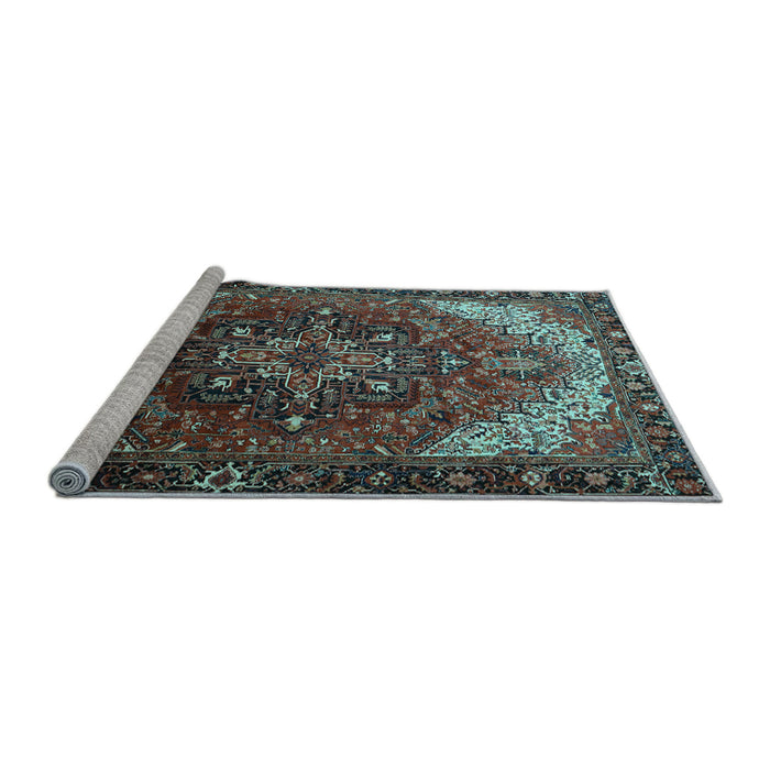 Sideview of Machine Washable Persian Light Blue Traditional Rug, wshtr1881lblu