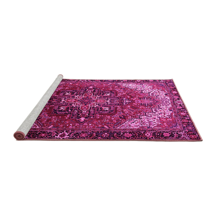 Sideview of Machine Washable Persian Pink Traditional Rug, wshtr1881pnk