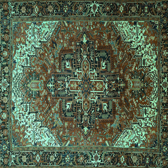 Square Persian Turquoise Traditional Rug, tr1881turq