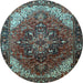 Round Persian Light Blue Traditional Rug, tr1881lblu