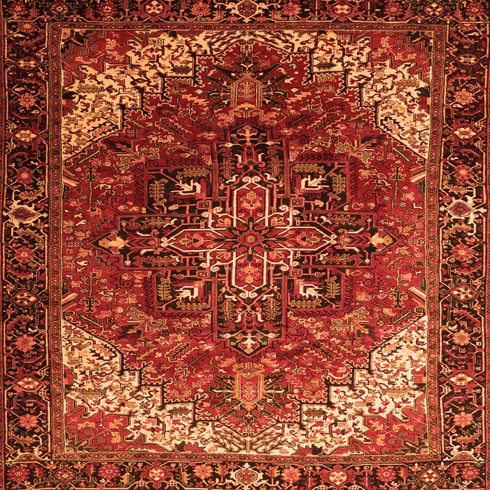 Round Machine Washable Persian Orange Traditional Area Rugs, wshtr1881org