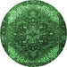 Round Persian Emerald Green Traditional Rug, tr1881emgrn