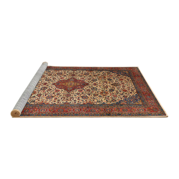 Sideview of Machine Washable Traditional Saffron Red Rug, wshtr1882