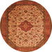 Square Medallion Orange Traditional Rug, tr1882org