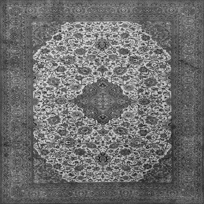 Round Machine Washable Medallion Gray Traditional Rug, wshtr1882gry