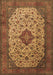 Machine Washable Medallion Brown Traditional Rug, wshtr1882brn