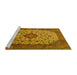 Sideview of Machine Washable Medallion Yellow Traditional Rug, wshtr1882yw