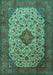 Machine Washable Medallion Turquoise Traditional Area Rugs, wshtr1882turq